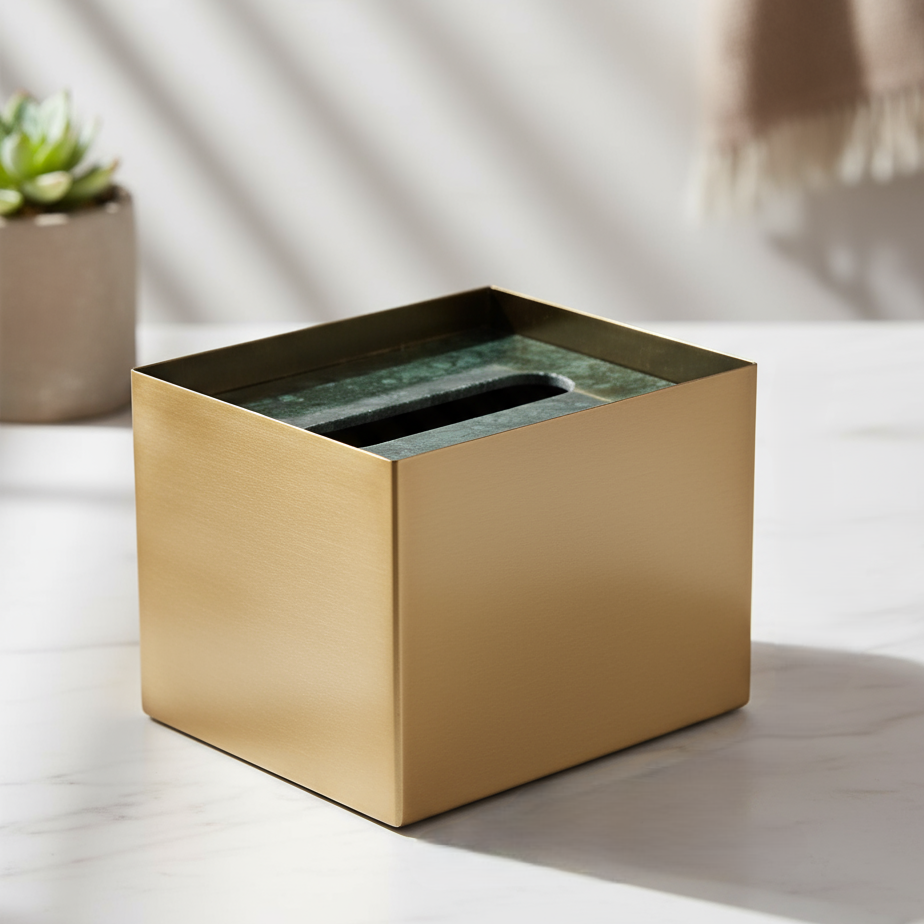 Veyra Marble & Metal Tissue Box