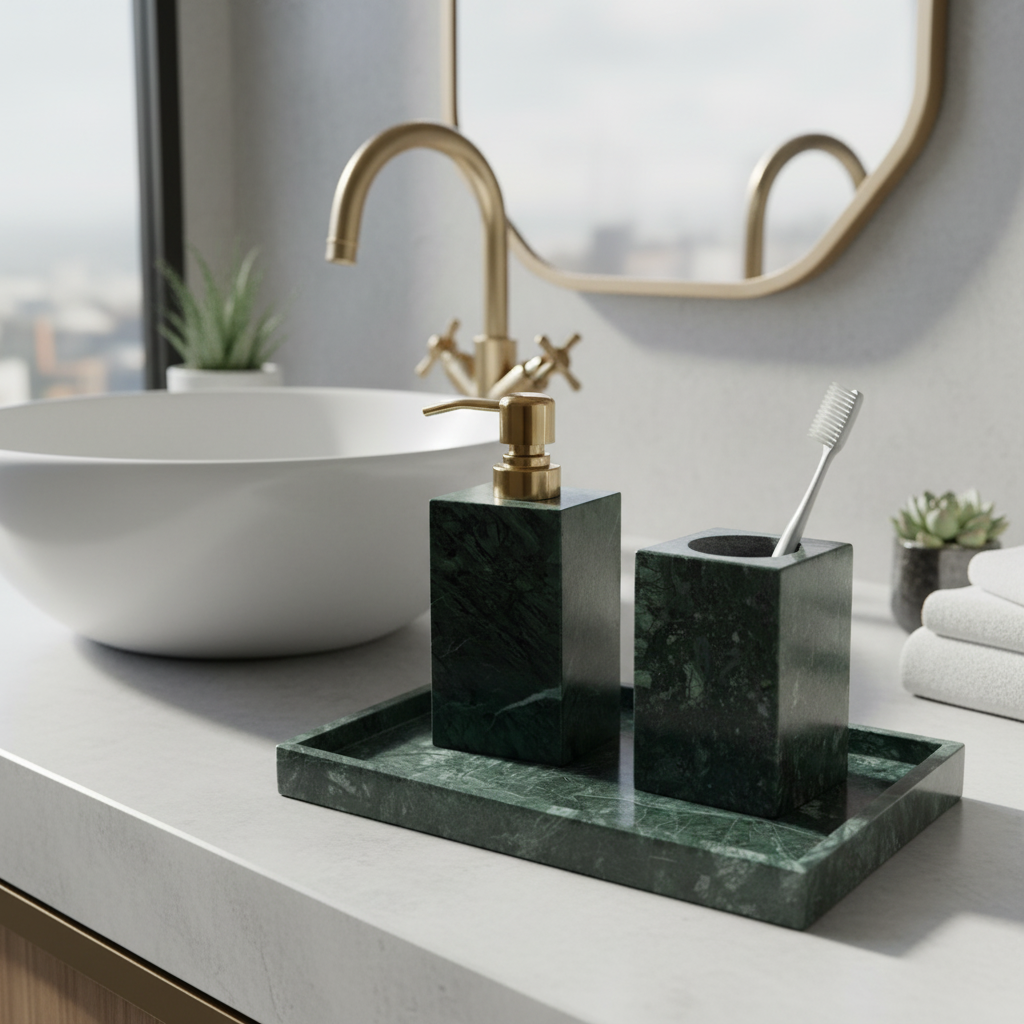 Monteleo Green Marble Bathroom Set