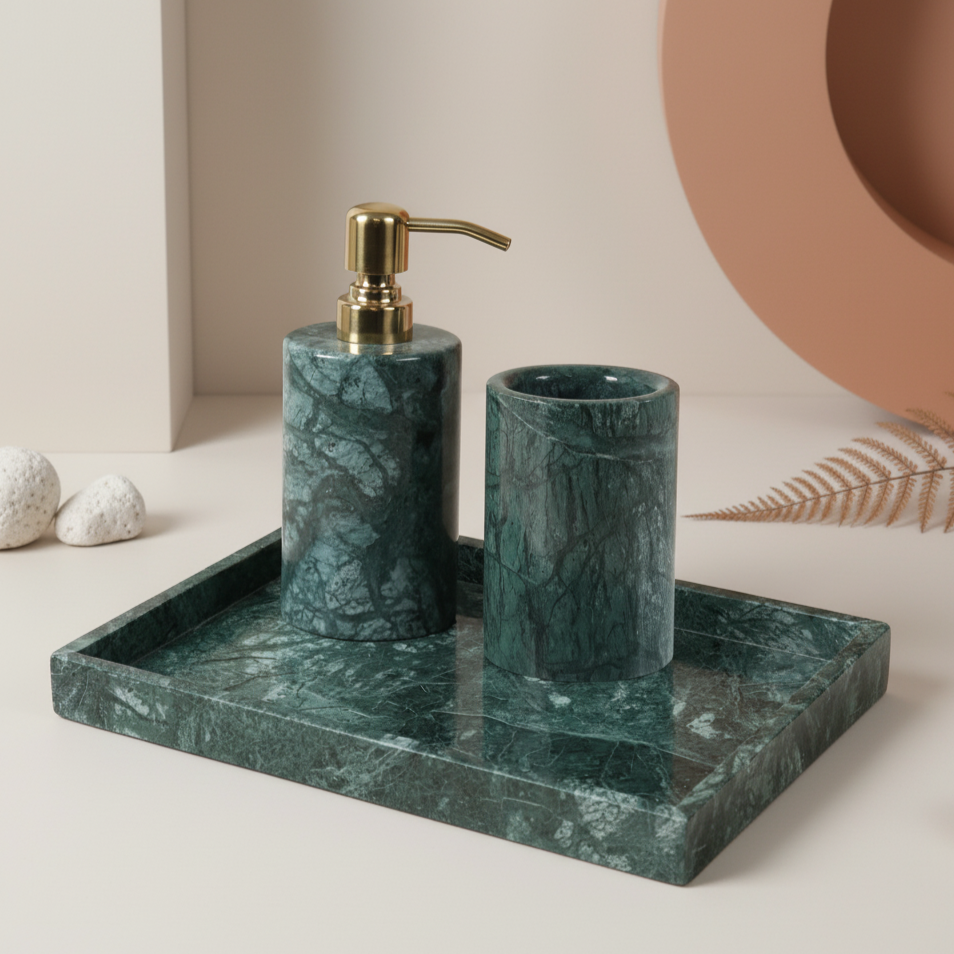 Caldera Green Marble Bathroom Set