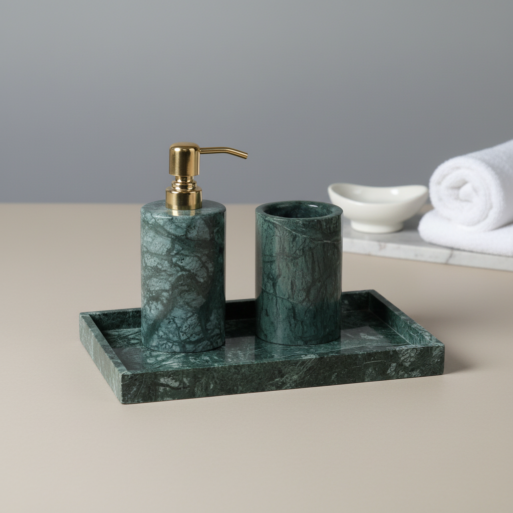 Caldera Green Marble Bathroom Set