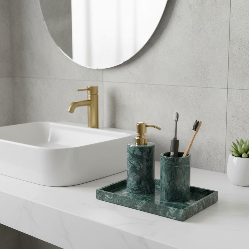 Caldera Green Marble Bathroom Set