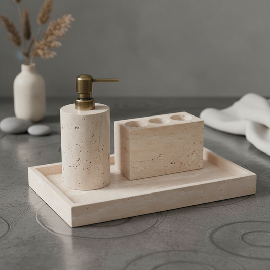 Venera Travertine Marble Bathroom Set