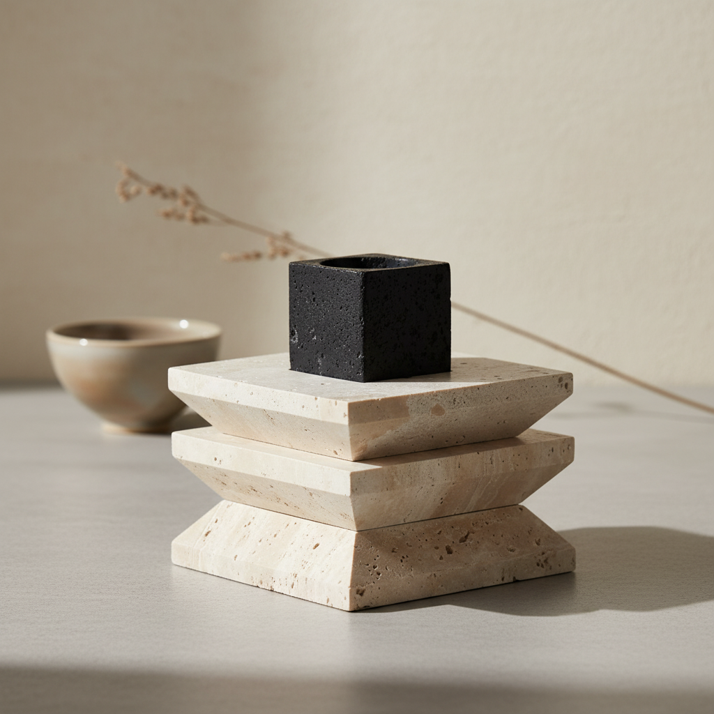 Ardura Travertine Candle Holder
