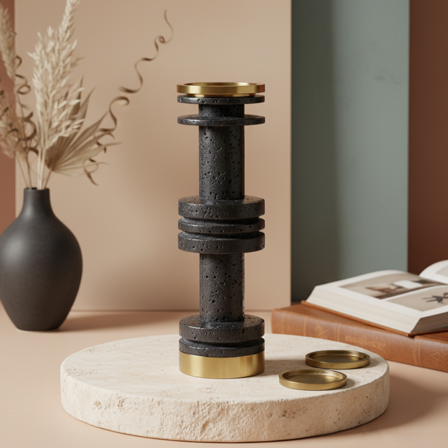 Ravena Solid Stone Candle Holder