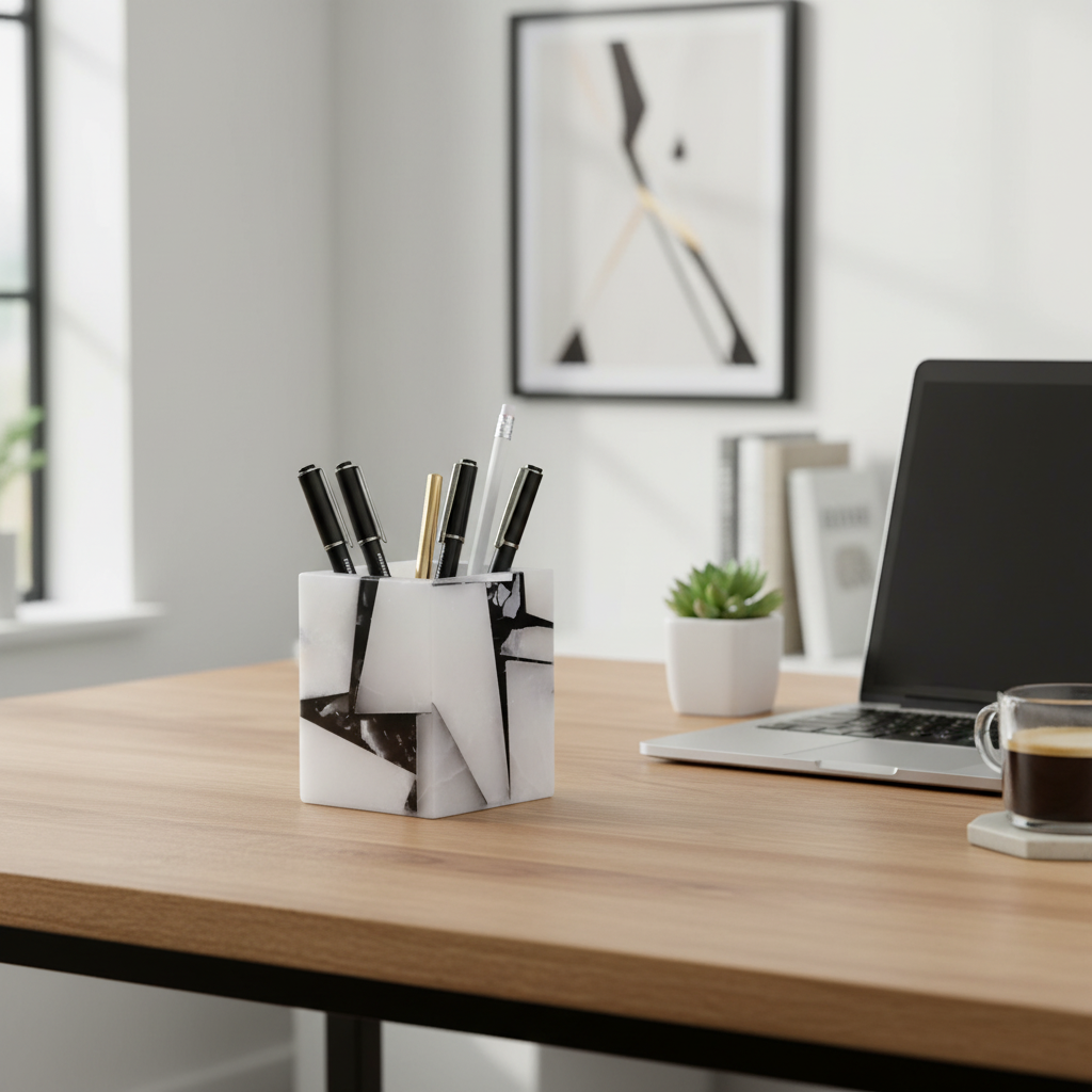 Arezzo Marble Stone Pen Holder