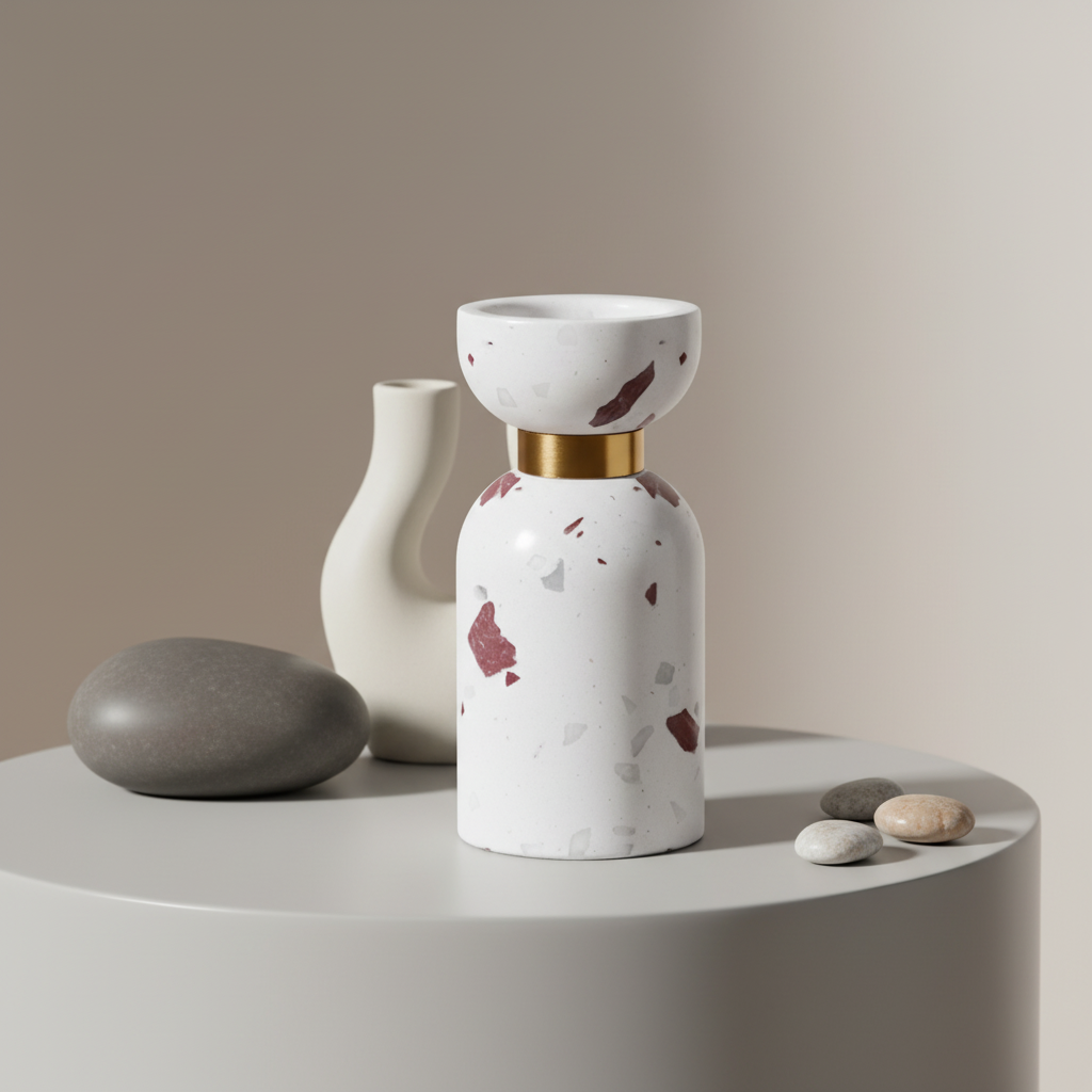 Luna Terrazzo Marble Candle Holder
