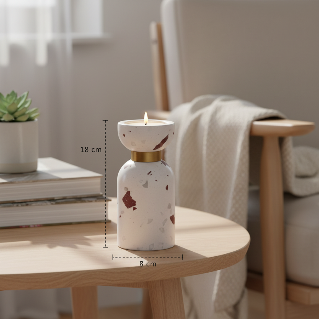 Luna Terrazzo Marble Candle Holder