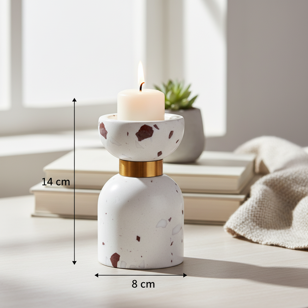 Luna Terrazzo Marble Candle Holder