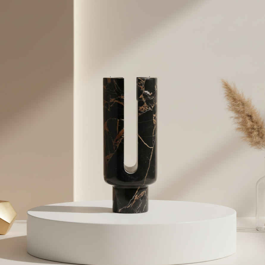 Vega Sculpted Marble Candle Holder
