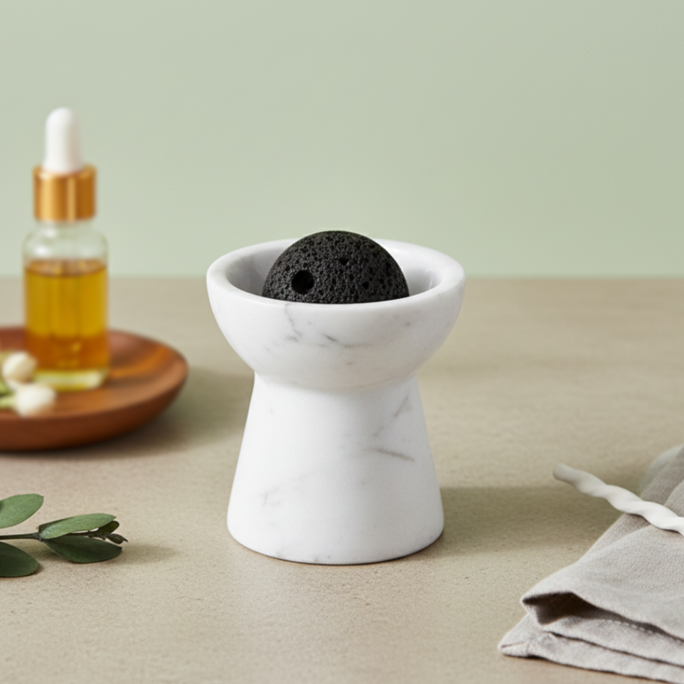 Solora Marble Aromatherapy Cup – Solid Stone with Lava Core