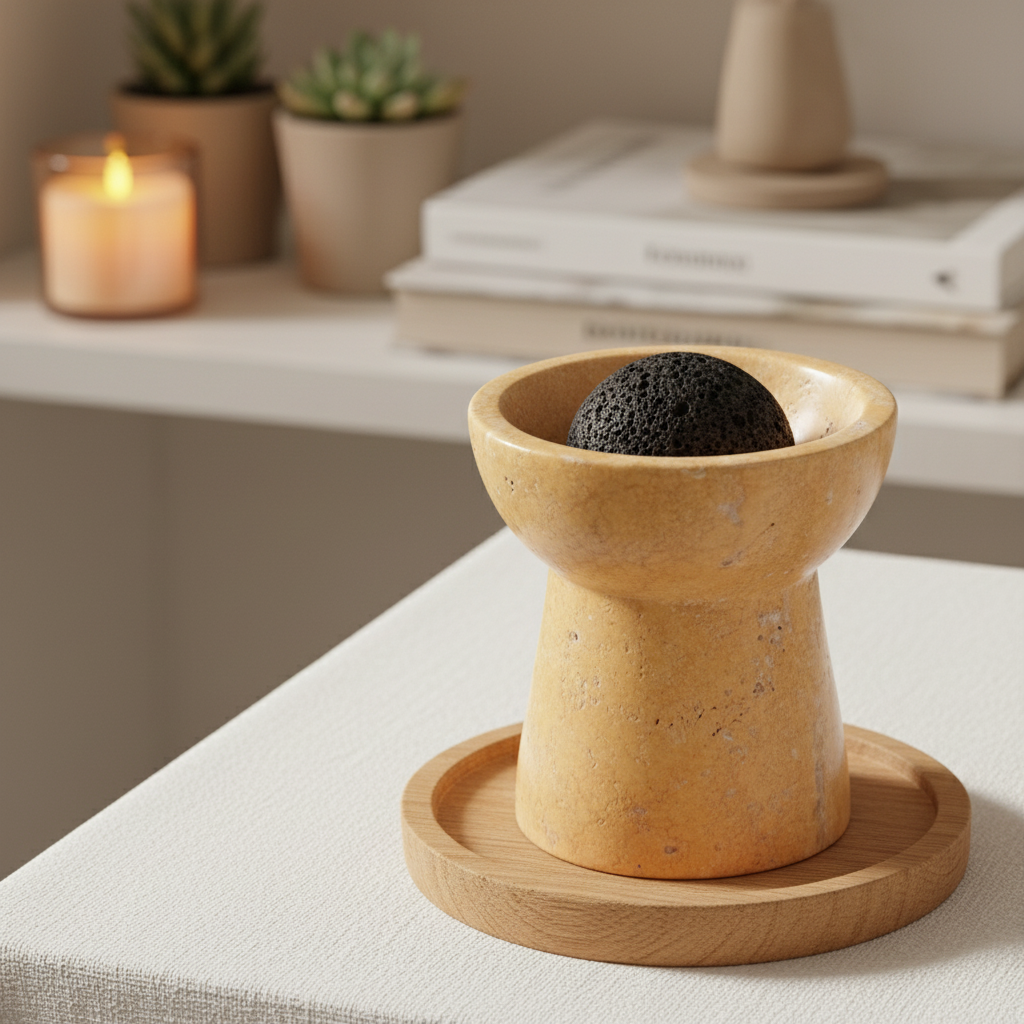 Solora Marble Aromatherapy Cup – Solid Stone with Lava Core