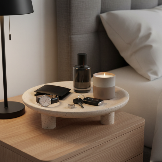 Arco Travertine Fruit Pedestal Tray