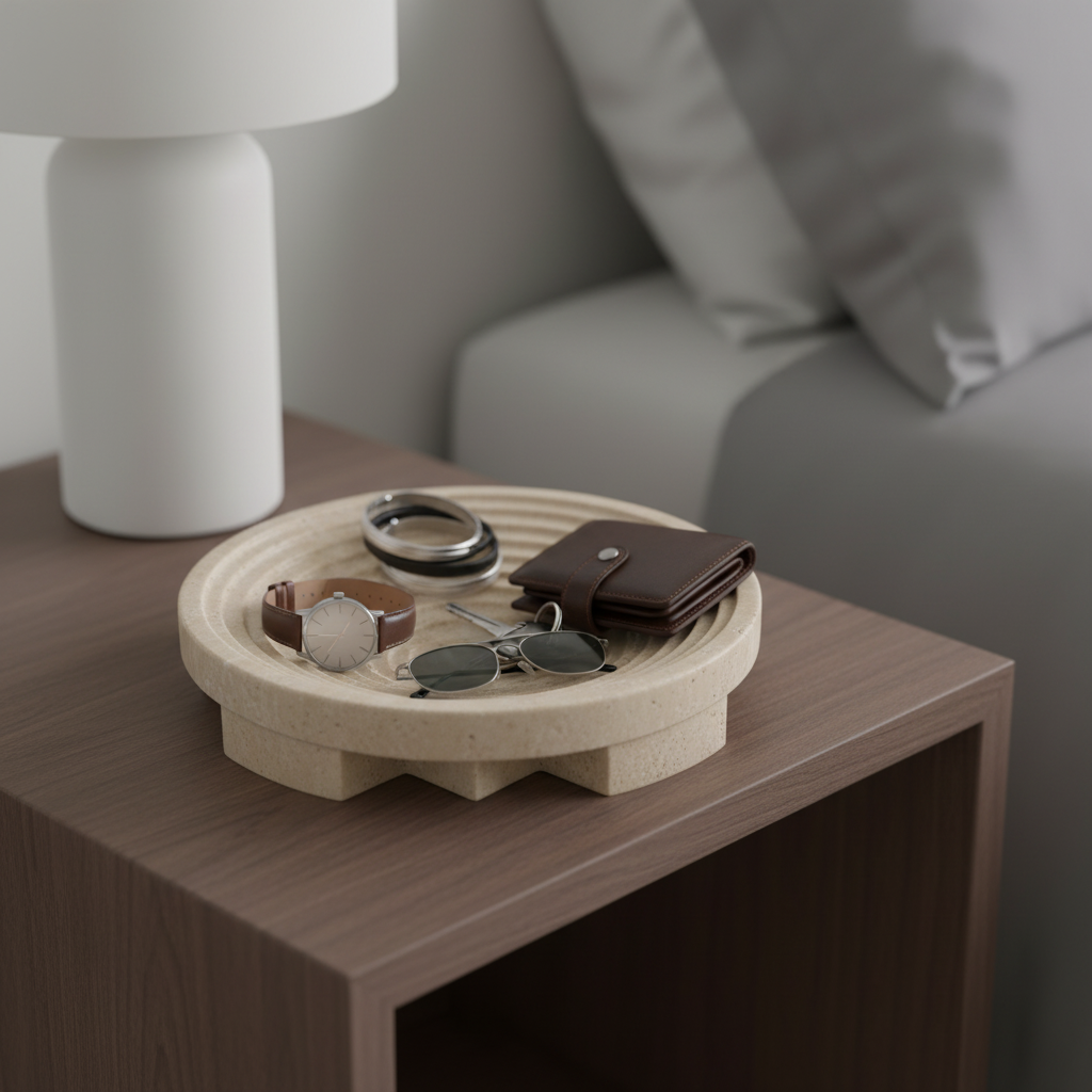 Vena Travertine Fruit Tray – Solid Carved Stone