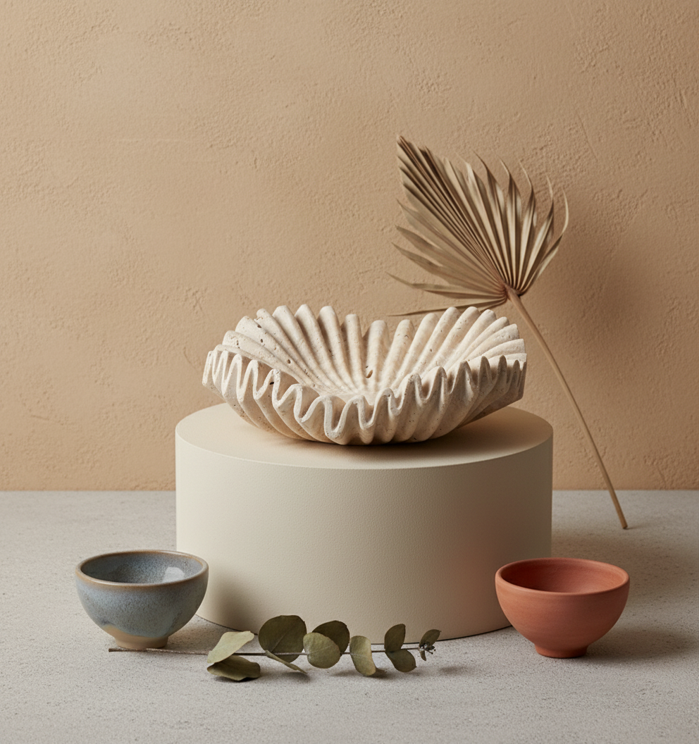 Rippled Travertine Tray