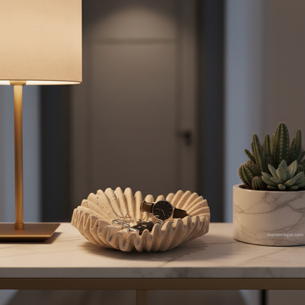 Rippled Travertine Tray