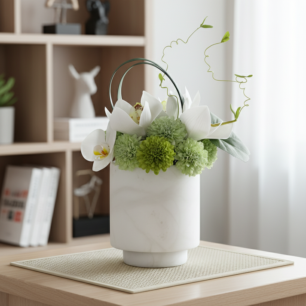 Lunara Marble Vase – Cylindrical Decorative Accent