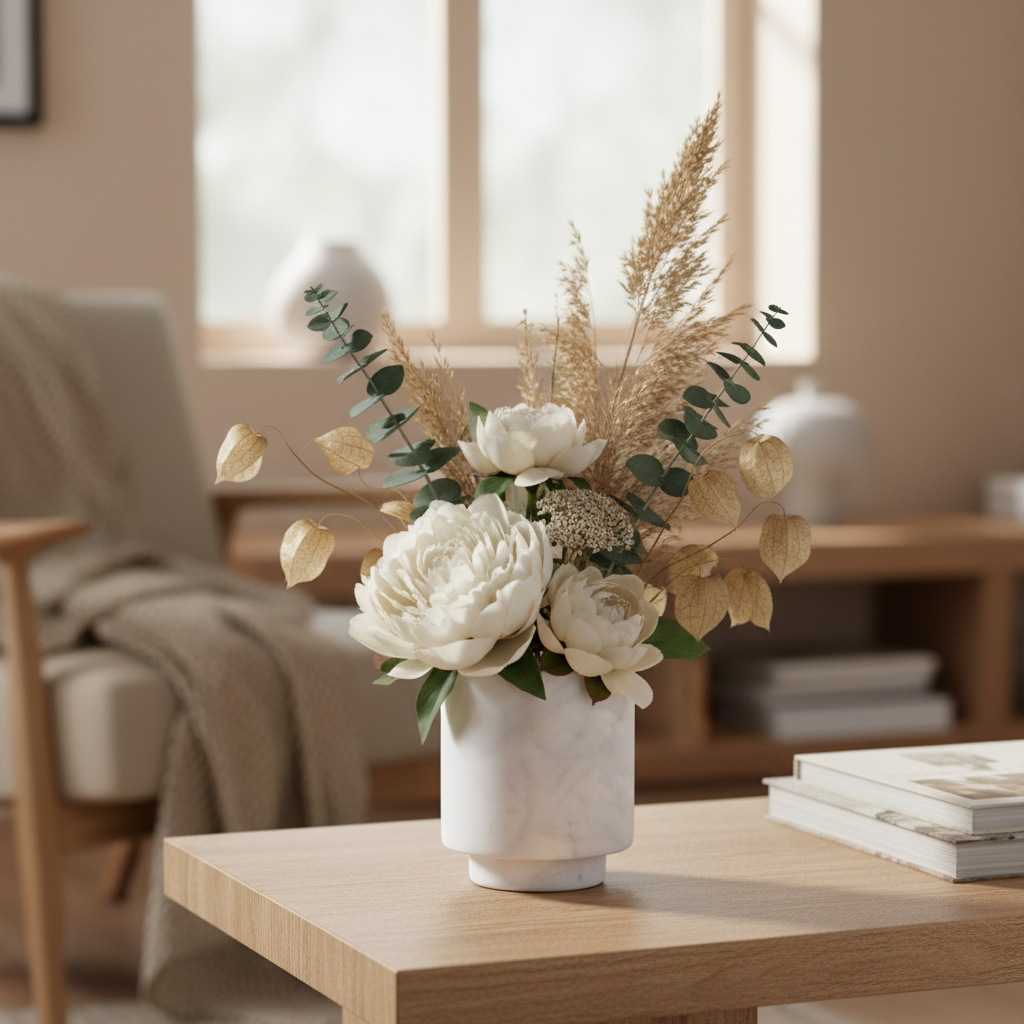 Lunara Marble Vase – Cylindrical Decorative Accent