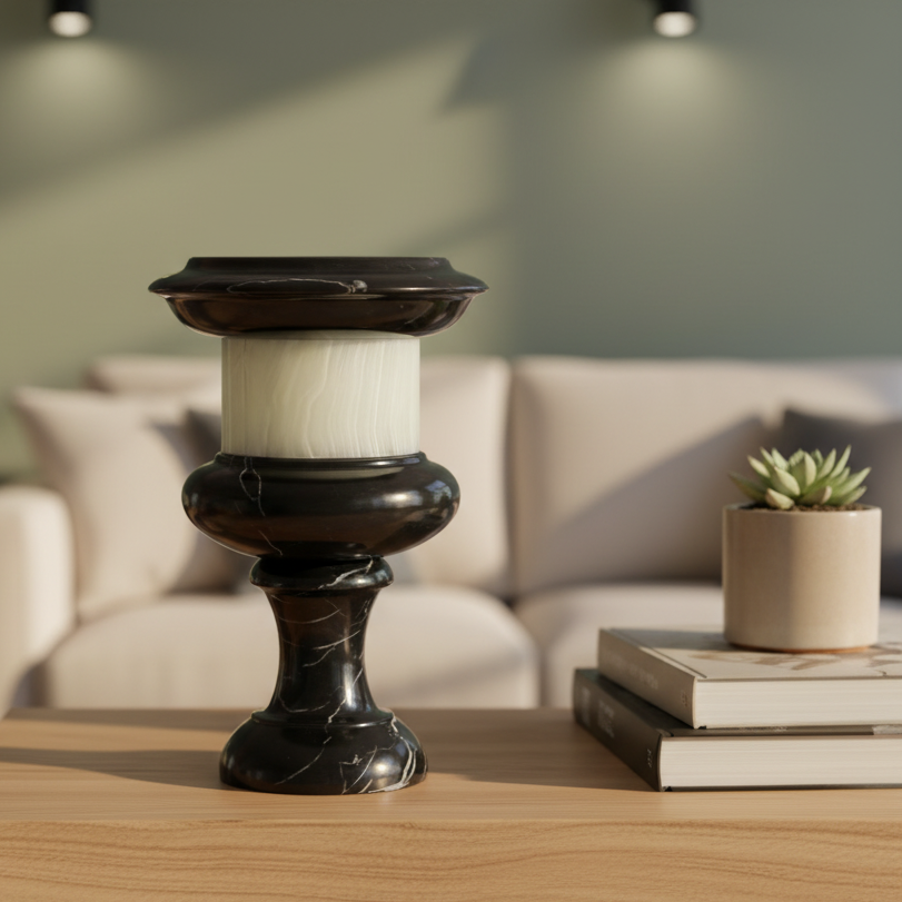 Velora Marble Vase – Pedestal Accent Piece