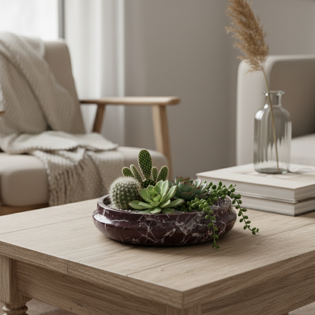 Lunaris Marble Planter – Contemporary Stone Craft