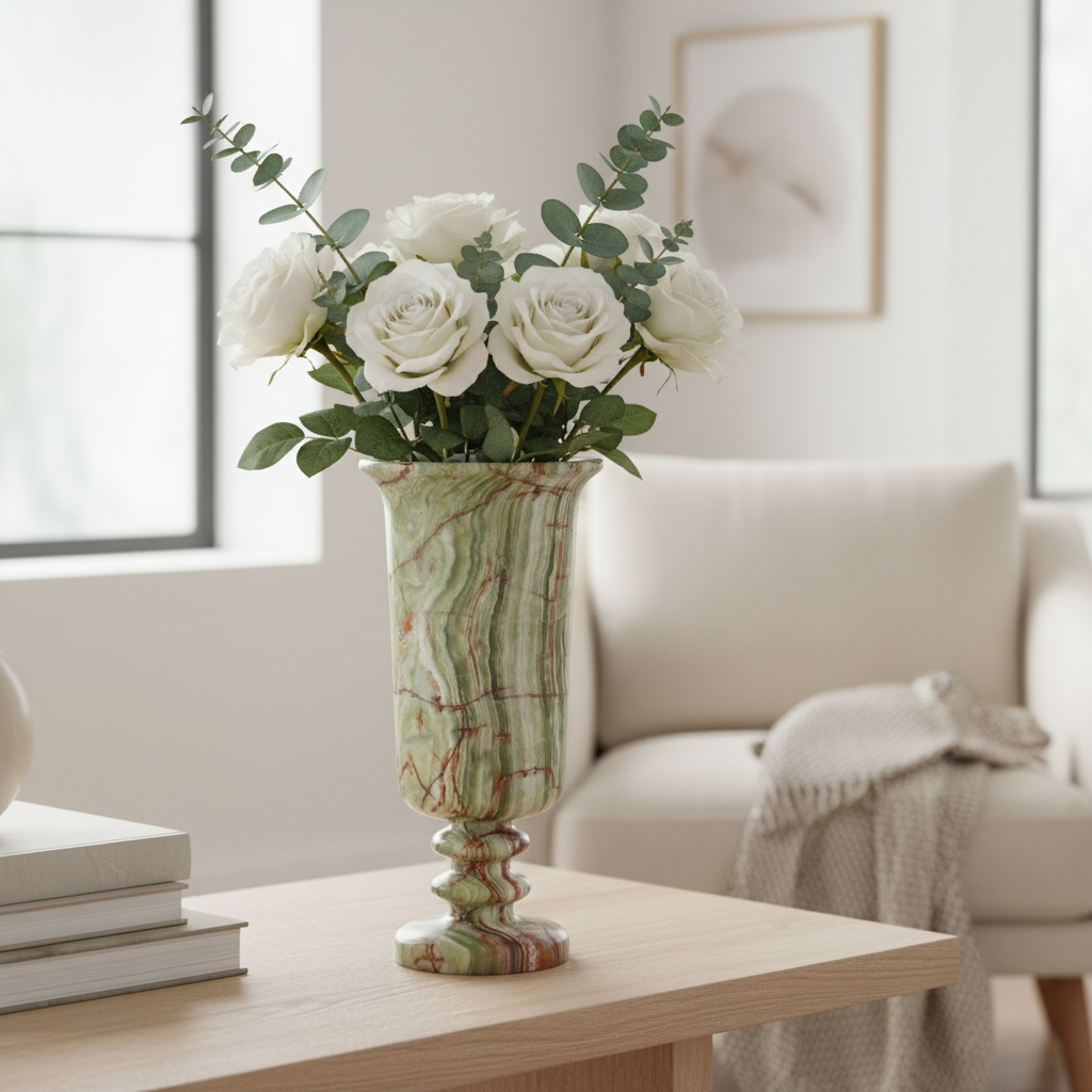 Amara Pedestal Marble Vase