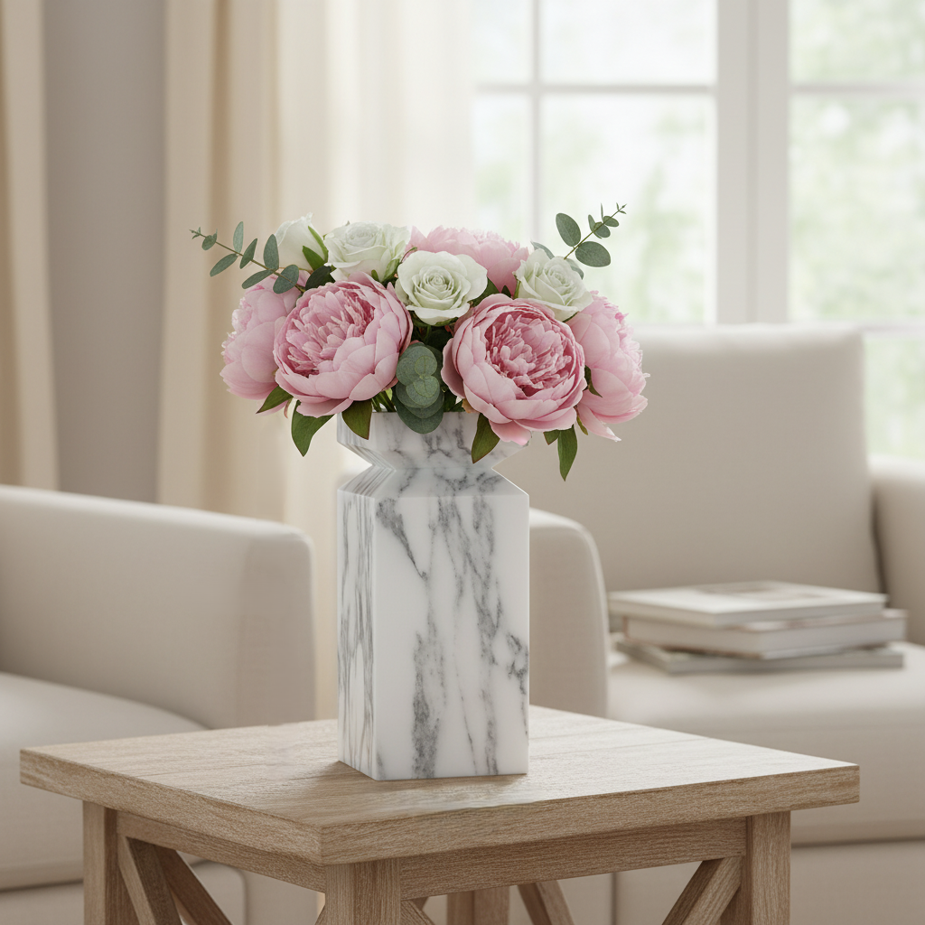 Aquila Geometric Marble Stone Vase