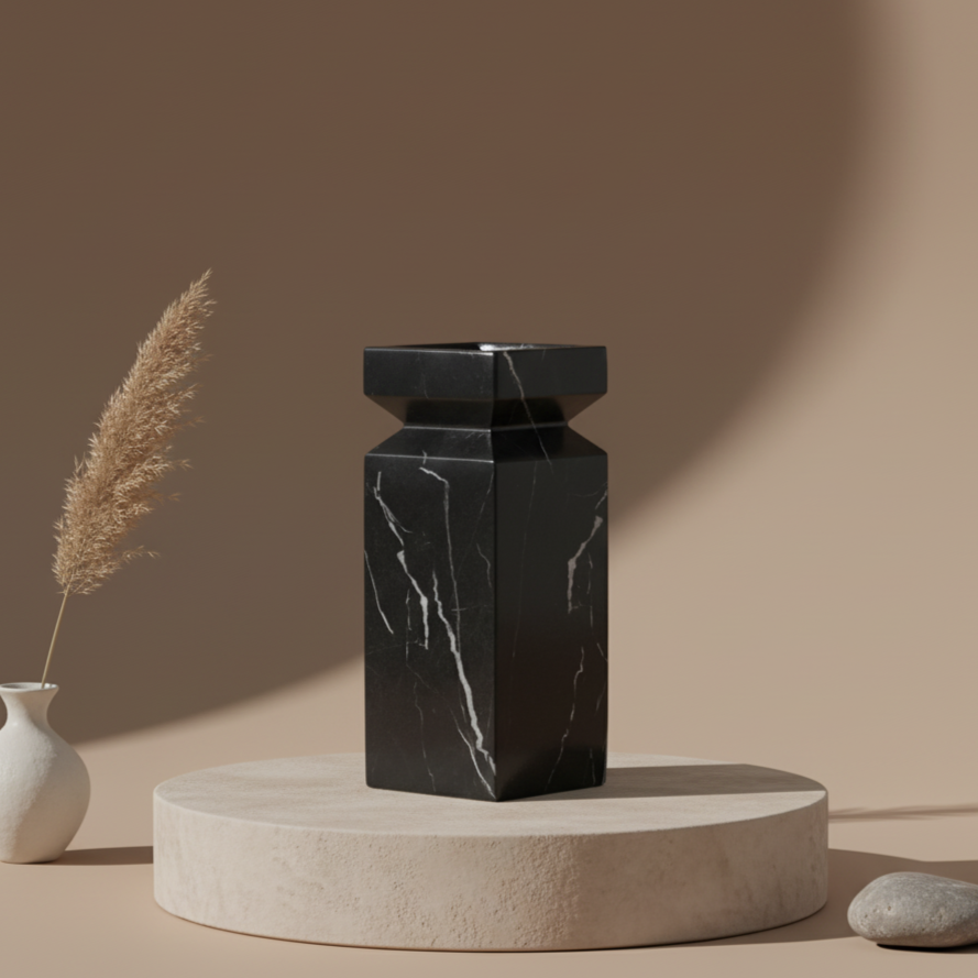 Aquila Geometric Marble Stone Vase