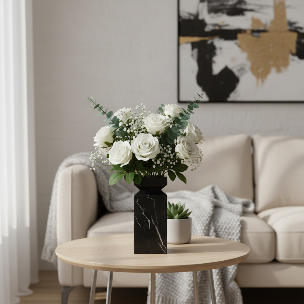 Aquila Geometric Marble Stone Vase