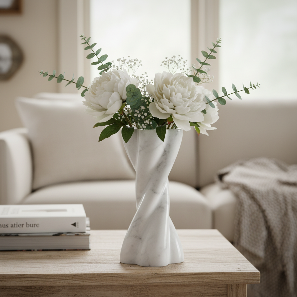 Florence Twist Marble Stone Vase