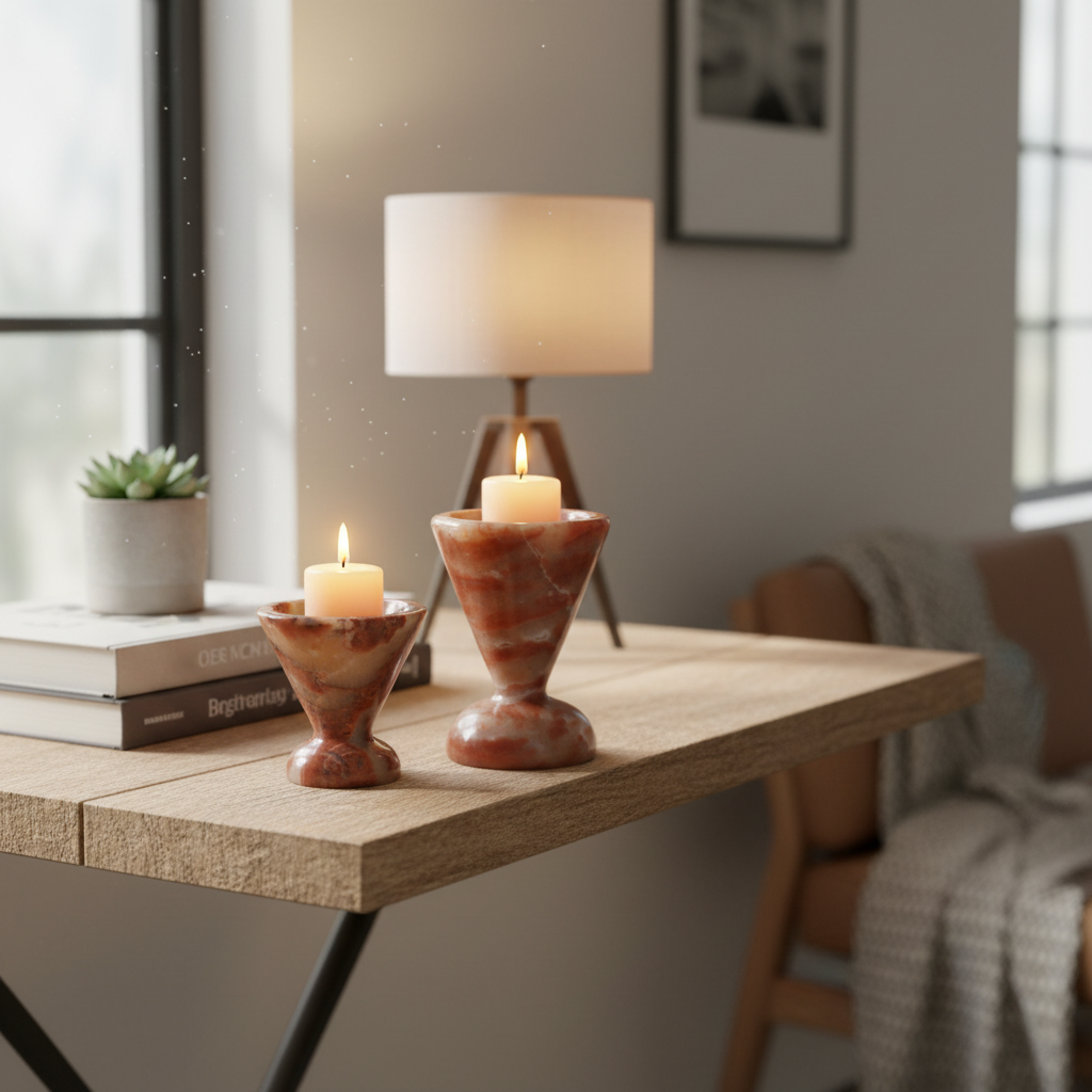 Carmine Red Onyx Candle Holder