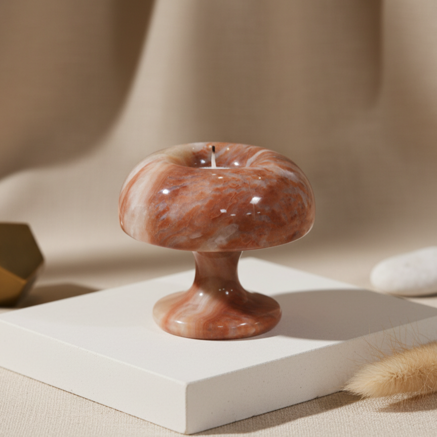 Velluto Onyx Candle Holder – Handcrafted Stone Luminaire