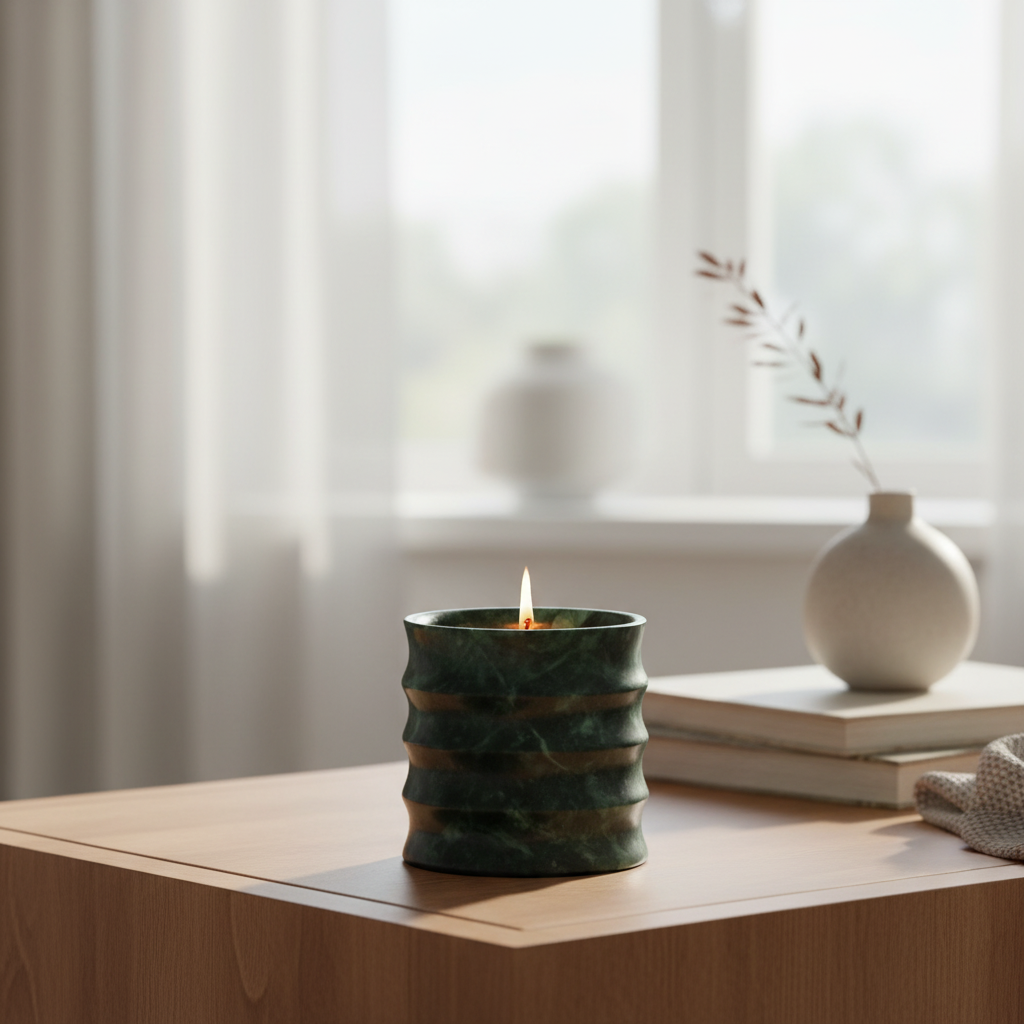 Verde Lume Marble Candle Jar