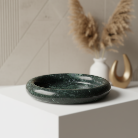 Valente Marble Round Tray – Handcrafted Solid Stone Dish