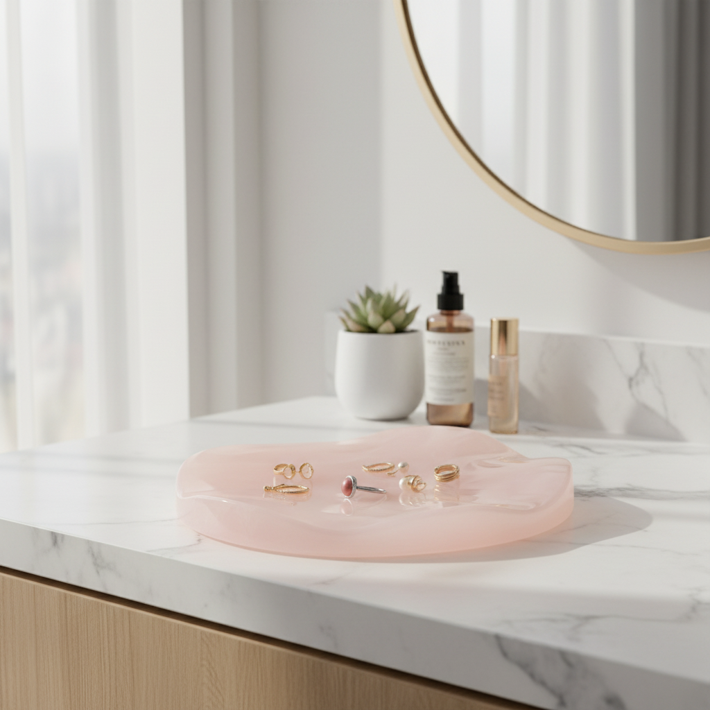 Aurelle Pink Onyx Wave Tray