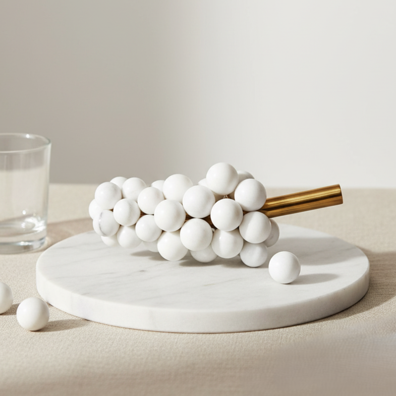 Marble Harvest Grape Cluster Ornament – 1.2kg Solid Stone