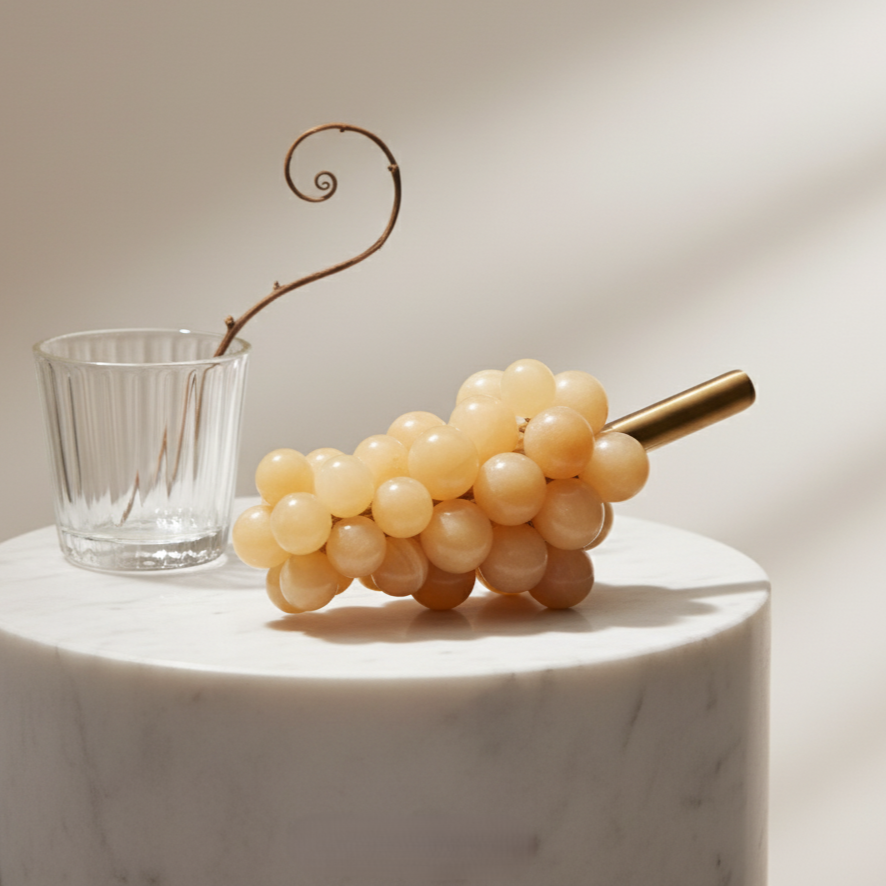 Marble Harvest Grape Cluster Ornament – 1.2kg Solid Stone