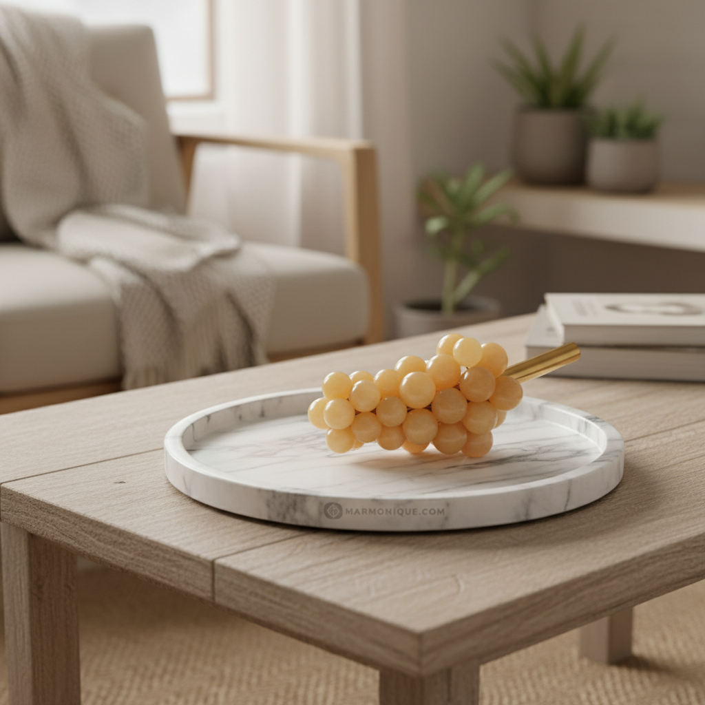 Marble Harvest Grape Cluster Ornament – 1.2kg Solid Stone