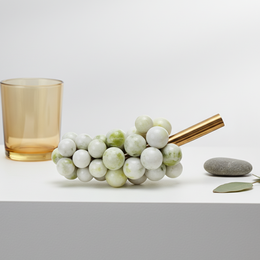 Marble Harvest Grape Cluster Ornament – 1.2kg Solid Stone
