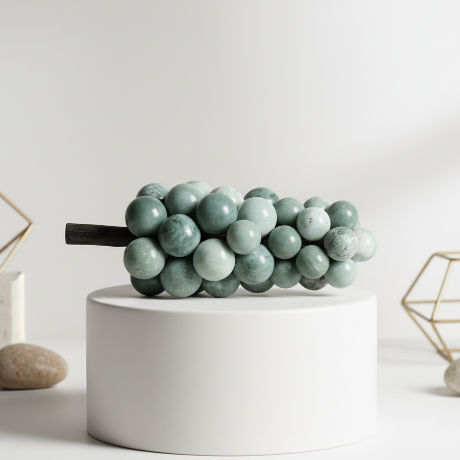 Artisan Marble Grape Cluster Ornament – 1.2kg Solid Stone Decorative Accent