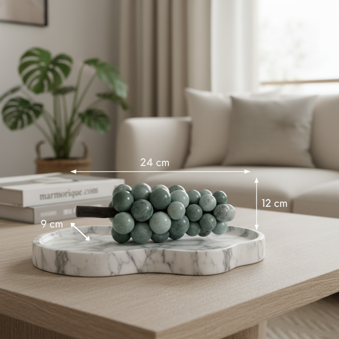 Artisan Marble Grape Cluster Ornament – 1.2kg Solid Stone Decorative Accent