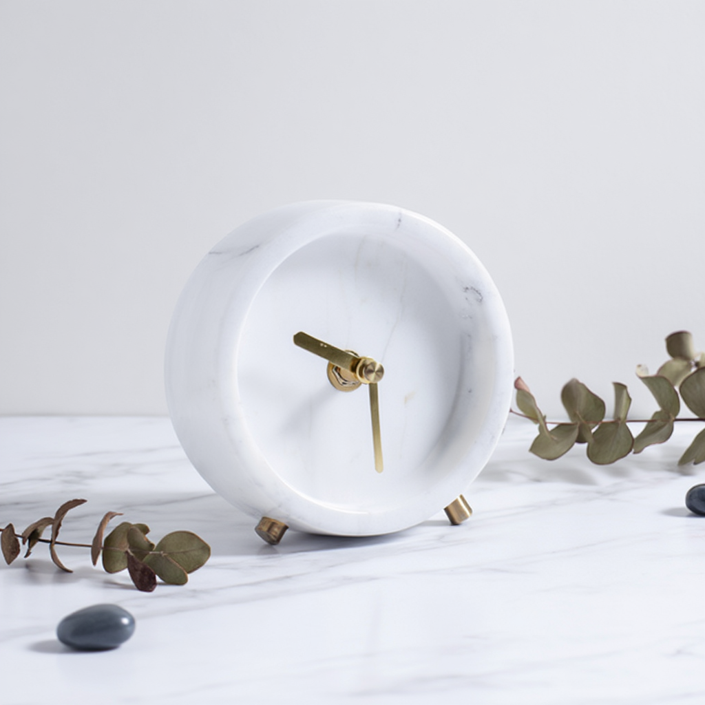 Luminara Solid Stone Marble Desk Clock