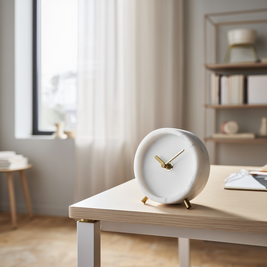 Luminara Solid Stone Marble Desk Clock