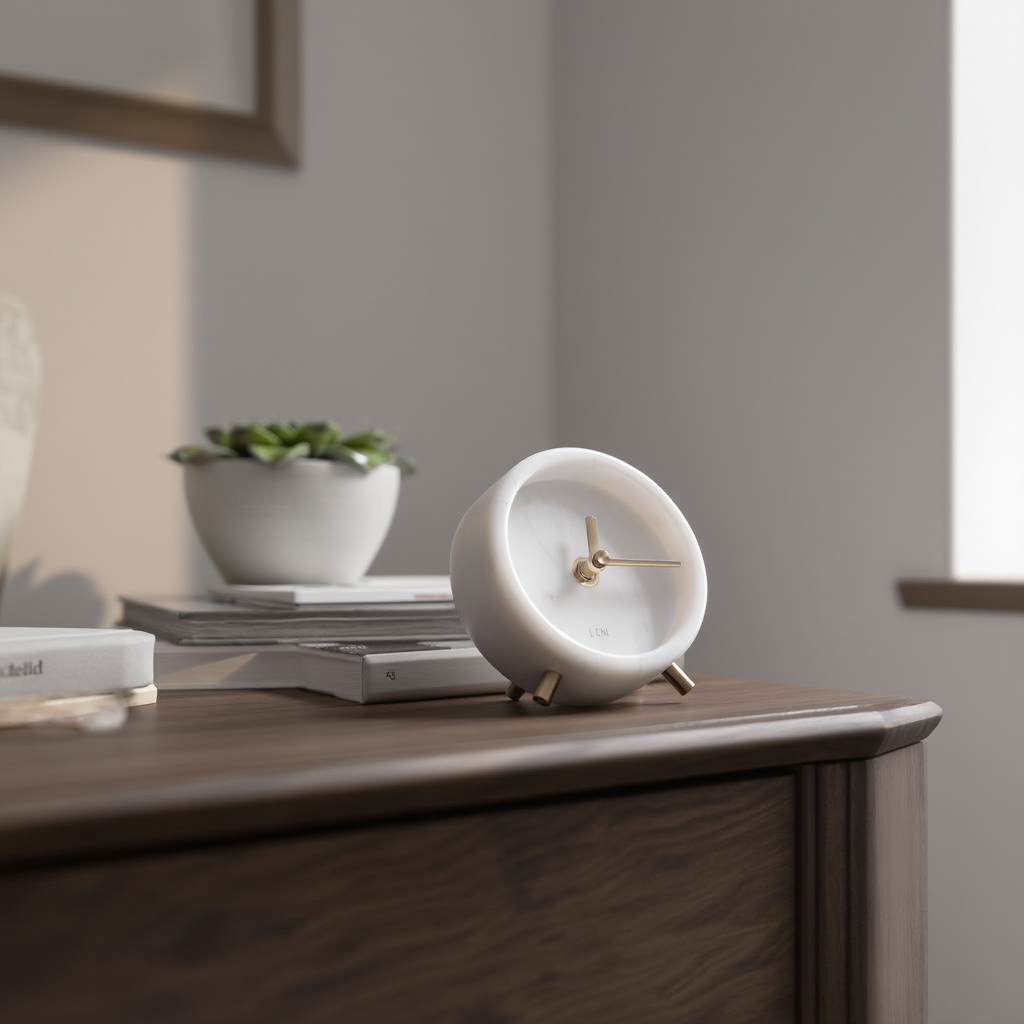 Luminara Solid Stone Marble Desk Clock