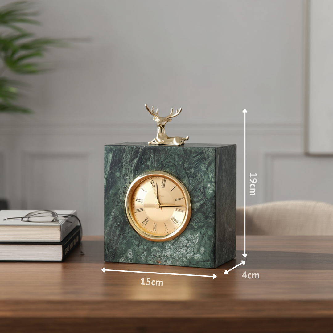 Heritage Green Marble Desk Clock