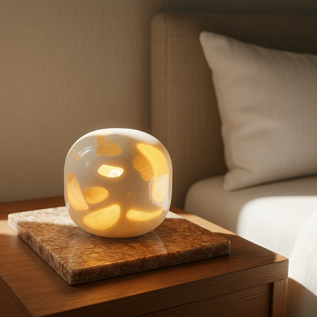 Lunis Marble Dome Lamp – Wireless Solid Stone Design Light
